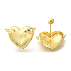 Стойка покрытие латунный гвоздик серьга, долговечный, без кадмия и без свинца, сердце с крыла