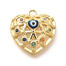 Латунные микро проложить кубического циркония подвески, с эмалью, без кадмия, без никеля и без свинца, сердце прелести