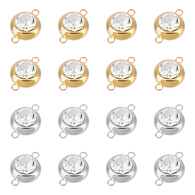 16 шт. 2 цвета 304 подвески-коннекторы из нержавеющей стали с прозрачным кубическим цирконием, плоские круглые ссылки