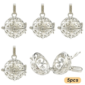 5шт. стойка с покрытием латунная клетка подвески, для ожерелья, полый круглый