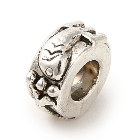 Tibetan Style Alloy European Beads, Cadmium Free & Lead Free, Large Hole Beads, Column with Fish Pattern