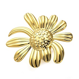 304 Stainless Steel Adjustable Finger Ring for Women, Sunflower
