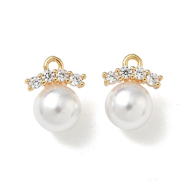 Подвески из искусственного жемчуга из латуни с микропаве из кубических цирконий, без никеля 