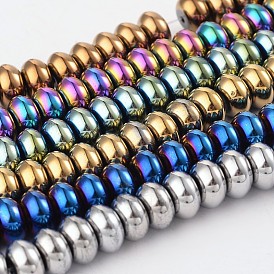 Rondelle Electroplated Non-magnetic Synthetic Hematite Bead Strands, 10x6mm, Hole: 2mm, about 68pcs/strand, 15.7 inch