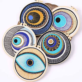 Evil Eye Pattern DIY Embroidery Kits, Including Embroidery Cloth & Thread, Needle, Embroidery Hoop, Instruction Sheet
