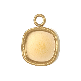 304 Настройки кабошон из нержавеющей стали кулон, квадратный, чашки безель с краями, ионное покрытие (ip)