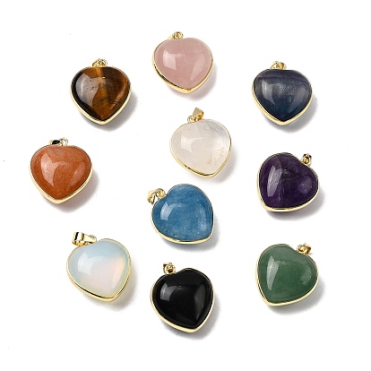 Драгоценный камень подвески, латунь сердце прелести, золотые, стойки покрытие, без кадмия и без свинца