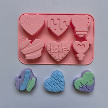 DIY Silicone Heart Soap Molds, for Handmade Soap Making, Valentine's Day