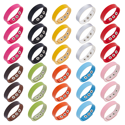 30шт 10 цвета искусственная кожа простые простые шнуры браслеты набор, регулируемые браслеты с пряжками из сплава