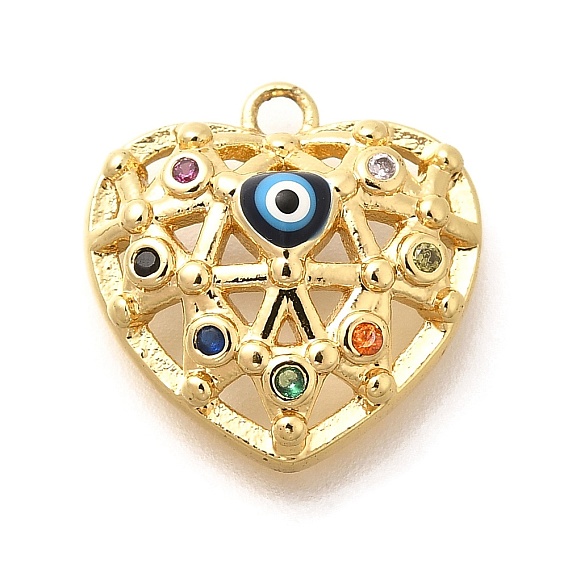 Латунные микро проложить кубического циркония подвески, с эмалью, без кадмия, без никеля и без свинца, сердце прелести