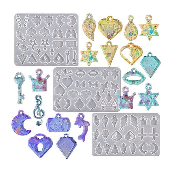 Bowknot/Star/Cross Pendant DIY Silicone Molds, Resin Casting Molds, for UV Resin & Epoxy Resin Jewelry Making
