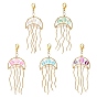 201 Stainless Steel & Synthetic Moonstone Beaded Pendants Decoration, with Zinc Alloy Lobster Claw Clasps, Jellyfish