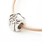 Bracelet de perles européennes à empreinte de patte pour adolescente femme, bracelet cordon ajustable en polyester ciré, argent antique