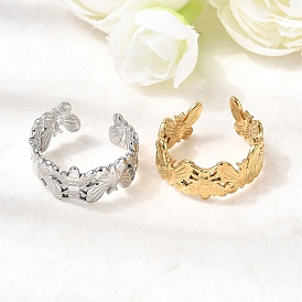 304 открытые манжеты из нержавеющей стали для женщин, бабочка с пчелами, ионное покрытие (ip)