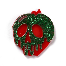 DIY Acrylic Hallowmas Pattern Earrings Pendants, with Shimmering Powder, for Jewelry Accessories, Skull