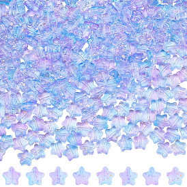 300 шт. Стеклянные бусины, окрашенные распылением, матовые, звезда, с блеском порошок