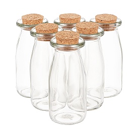 BENECREAT 200ml Glass Bottles, Beads Containers, with Cork Stopper
