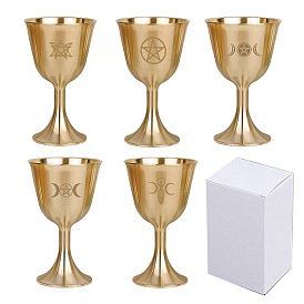 Altar Chalice, Brass Chalice Cup, Tree of Life/Star Pattern Altar Goblet, Ritual Tableware for Communions