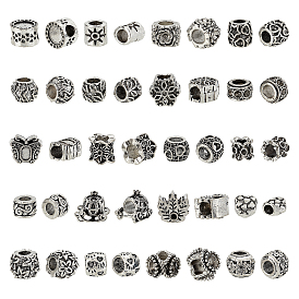 120 шт 20 стиль тибетский стиль сплав европейский бисер эмалированные оправы, бусины с большим отверстием, без свинца, снежинка