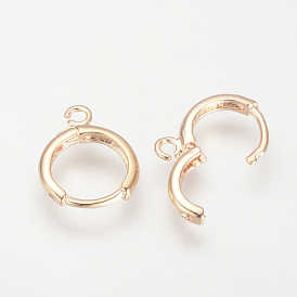  Brass Huggie Hoop Earring Findings, Real 18K Gold Plated