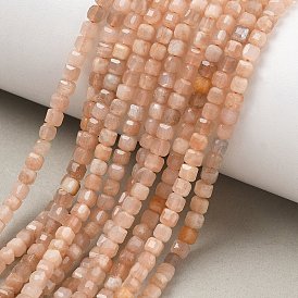 Натуральный Sunstone бисер пряди, граненый стол, вырезанный куб