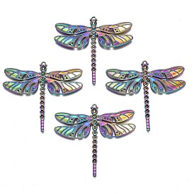 Configuración de diamantes de imitación colgante grande de aleación de color arco iris, sin cadmio y níque y plomo, colgantes de otoño, libélula
