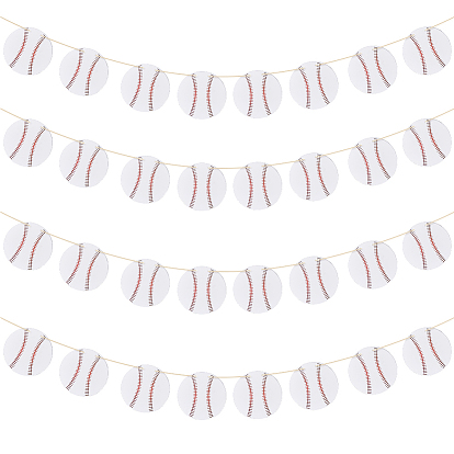 8 пакеты бумажные бейсбольные подвесные баннеры, украшения для спортивных вечеринок, с односторонней самоклеящейся лентой