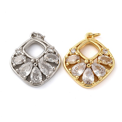 Латунные микро проложить кубического циркония подвески, ромб прелести, с целью перехода в кольце, долговечный, без кадмия и без свинца, стойки покрытие