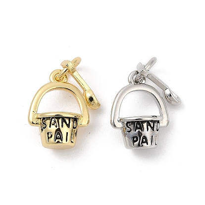 Латунь эмаль прелести, с прыжковых колец, ведро для песка с подвесками в виде лопаты, стойки покрытие, без кадмия и без свинца, долговечный