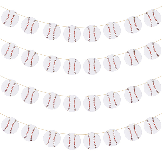 8 пакеты бумажные бейсбольные подвесные баннеры, украшения для спортивных вечеринок, с односторонней самоклеящейся лентой