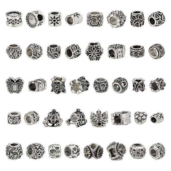 120 шт 20 стиль тибетский стиль сплав европейский бисер эмалированные оправы, бусины с большим отверстием, без свинца, снежинка