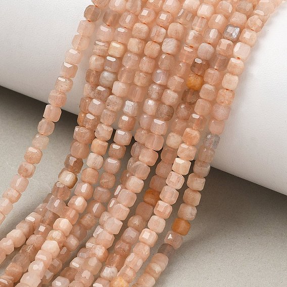 Натуральный Sunstone бисер пряди, граненый стол, вырезанный куб