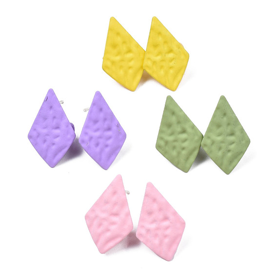 Spray Painted Iron Stud Earring Findings, with Double Vertical Loops, Kite