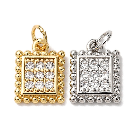 Латунные микропаве прозрачные кубические циркониевые подвески, квадратных амулеты, с целью перехода в кольце, стойки покрытие, долговечный, без свинца и без кадмия