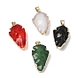 Brass & Glass Pendants, Christmas Tree Charms, with Golden Plated Edge