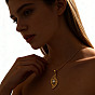 304 Stainless Steel Crystal Rhinestone Hollow Pendant Necklaces, Golden