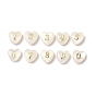 10Pcs 10 Styles Natural Shell Beads, Heart with Number 0~9, with Gold Epoxy Resin