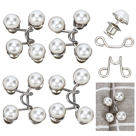 CRASPIRE 8 Sets 4 Style Zinc Alloy Button Pins for Jeans, with Plastic Rhinestone, Garment Accessories, with Plastic Imitation Pearl