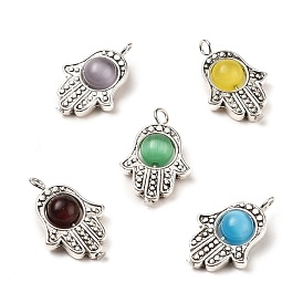 Pendentifs en alliage, avec des perles oeil de chat, pour la religion, hamsa main / main de fatima / main de miriam
