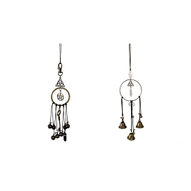 Carillons éoliens de cloches de sorcière pour la protection des portes, décor de sorcière, avec des clés magiques en métal