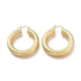 Brass Hoop Earrings, Long-Lasting Plated, Textured Ring Shape
