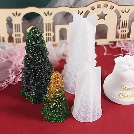 Moldes de decoración de exhibición de silicona diy, moldes de resina, 3 d árbol de navidad