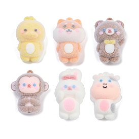 Кулоны из флокированной смолы, медведь/кролик/молочный скот