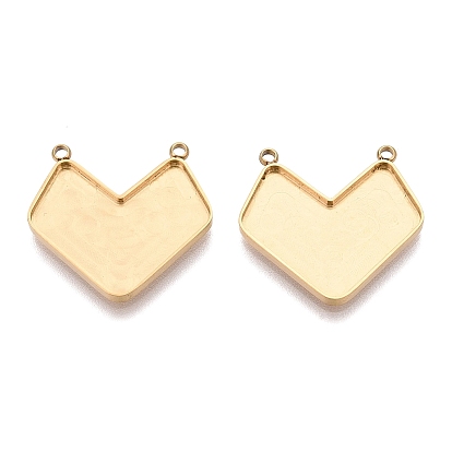 304 Stainless Steel Pendant Cabochon Component, Heart, Ion Plating(IP), with Two Holes