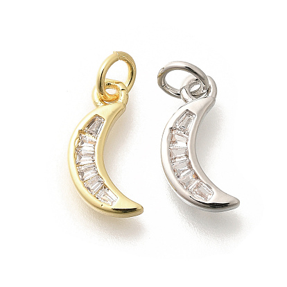 Латунные микропаве прозрачные подвески с фианитом, с целью перехода в кольце, долговечный, без свинца и без кадмия, Луна прелести