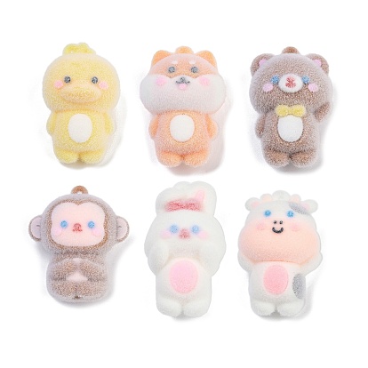 Кулоны из флокированной смолы, медведь/кролик/молочный скот