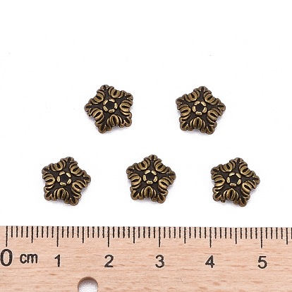 Tibetan Style Bead Caps, Cadmium Free & Lead Free, 5-Petal, Flower, 10x4mm, Hole: 1mm