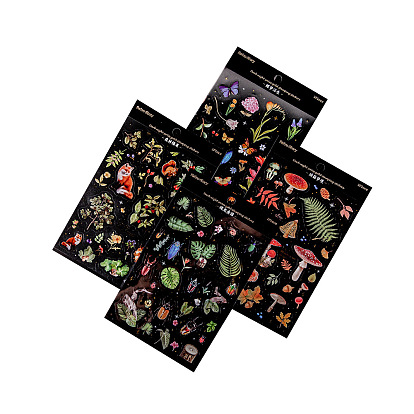Retro Dark Night Series Hot Stamping PET Waterproof Decorative Stickers, for DIY Scrapbooking
