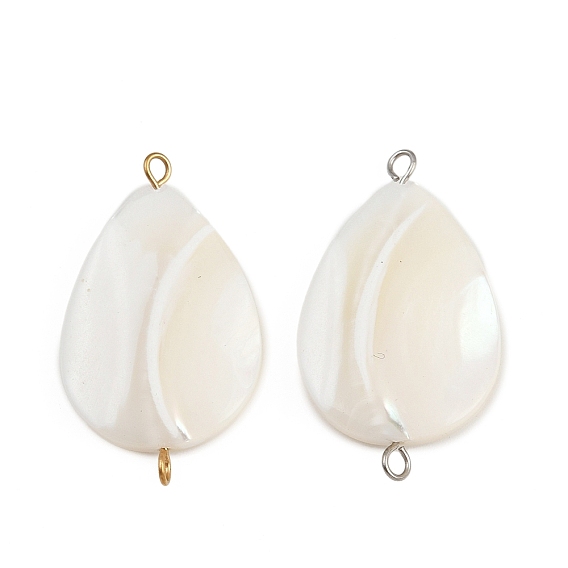Подвески-капельки из натуральных ракушек, с 304 двойными петлями из нержавеющей стали, цвет морской раковины, ионное покрытие (ip)