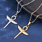 Крест анкх с крыльями 304 ожерелья с подвесками из нержавеющей стали, ионное покрытие (ip)
